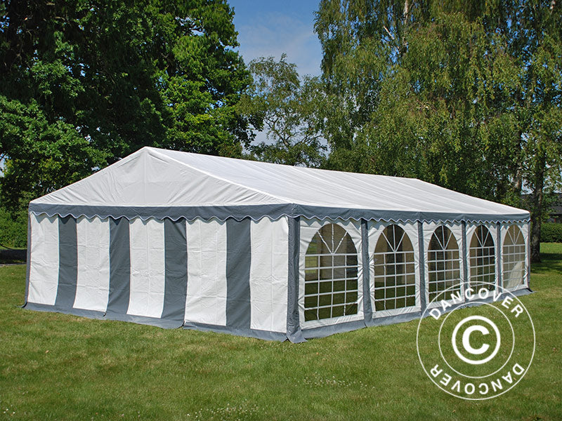 6x10m PVC Partytent Grey/White Velcro Closing SH