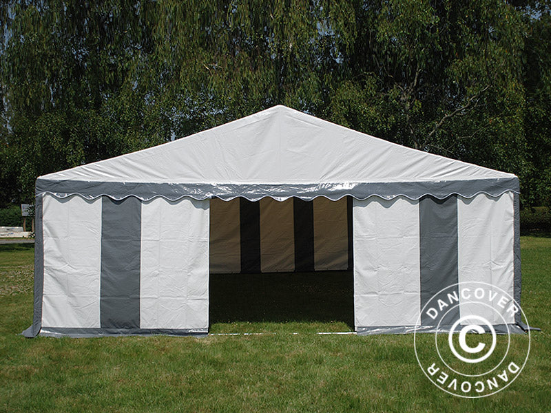6x10m PVC Partytent Grey/White Velcro Closing SH
