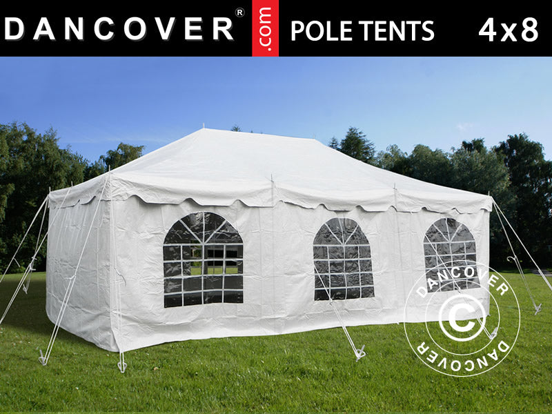 Pole tent 4x8m PCV, Biały