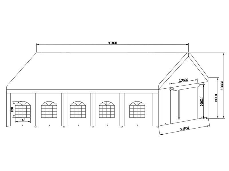 Namiot imprezowy Basic 4x10m PE 500, Biały
