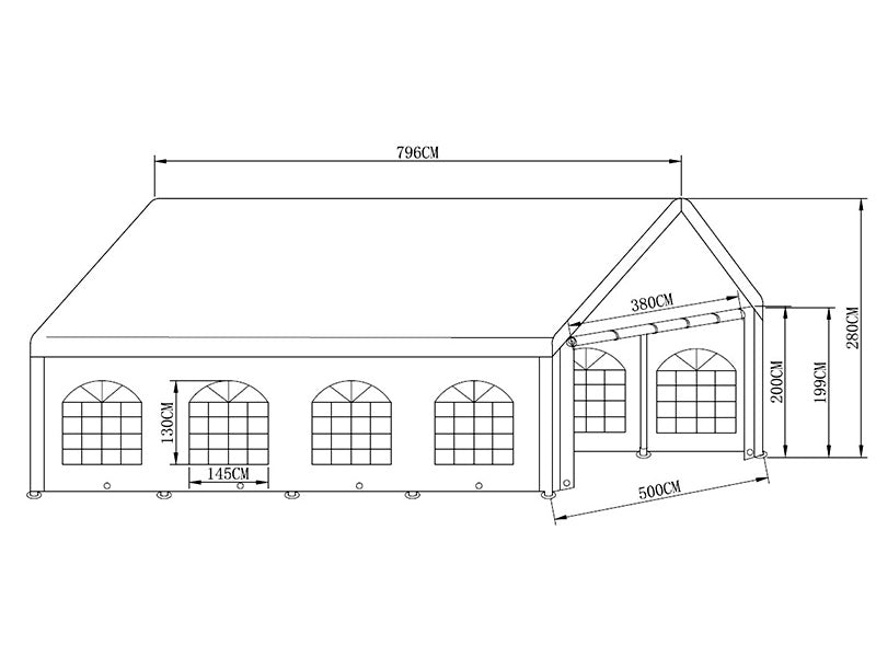 Namiot imprezowy Basic 5x8m PE 500, Biały