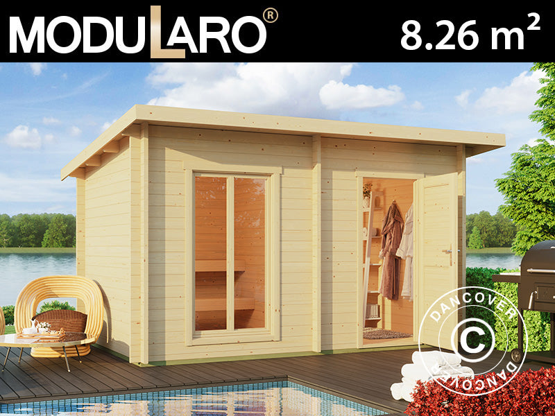 Drewniany domek sauna Levi, 4x2,2m, 8,26m², Naturalne drewno