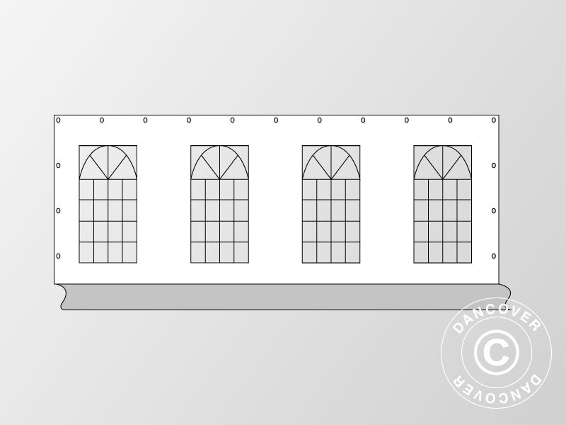 Ściana boczna z oknem do namiotu imprezowego PLUS 8m, Biały/Szary