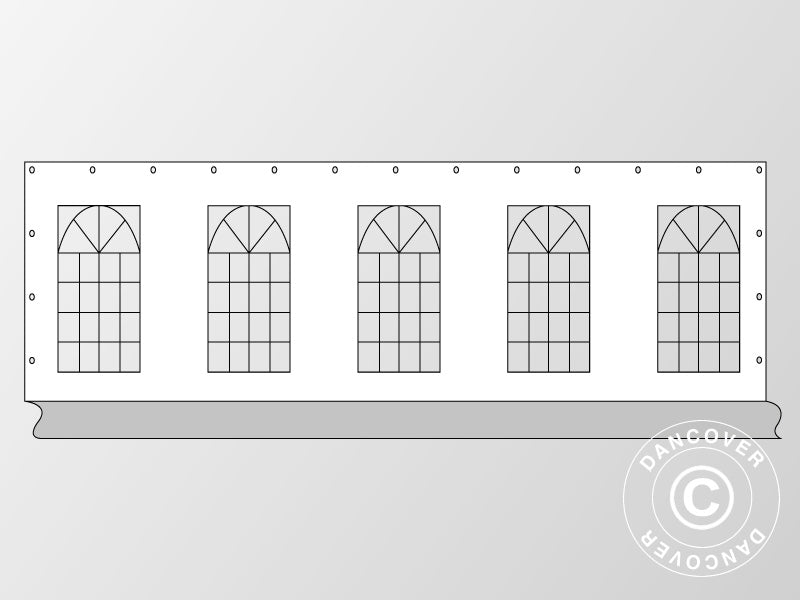 Ściana boczna z oknem do namiotu imprezowego PLUS 10m, Biały/Szary