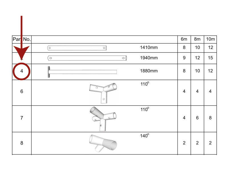 Wspornik z płytą podstawy, Ø38mm, 1880mm