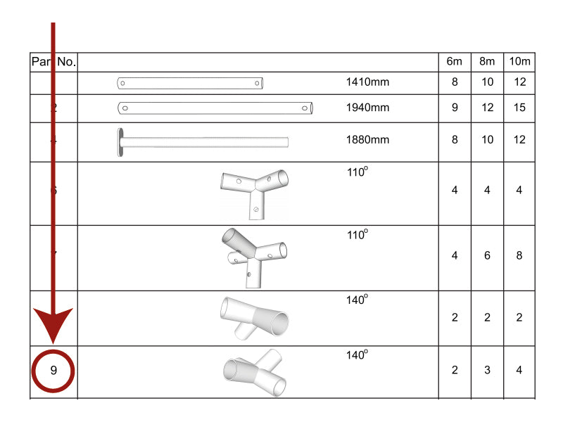 łącznik 4-stronny, Ø42mm, 140°