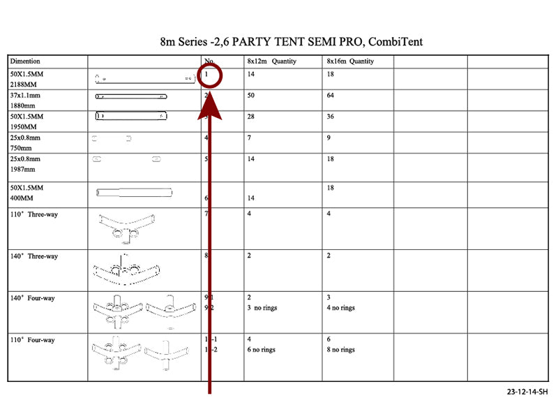 Część zamienna, wspornik, Ø50mm, 2188mm