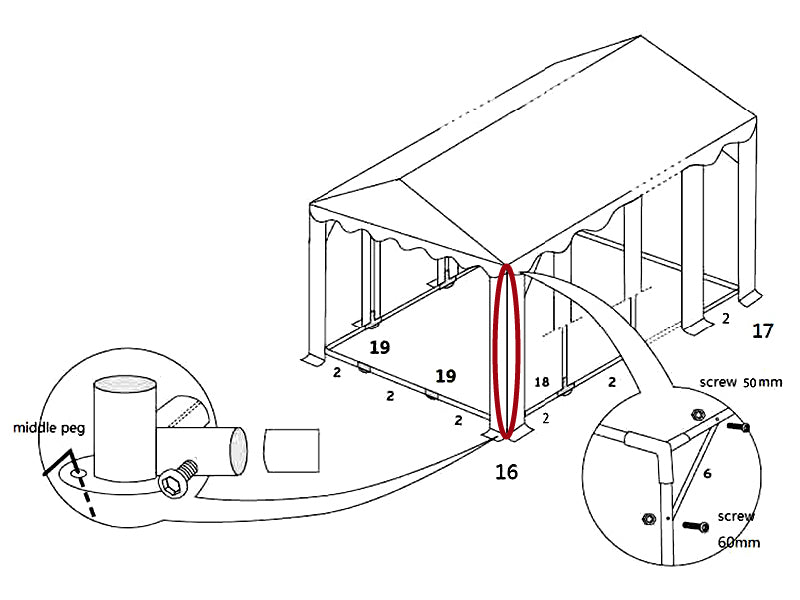 Część zamienna, wspornik, Ø50mm, 2188mm