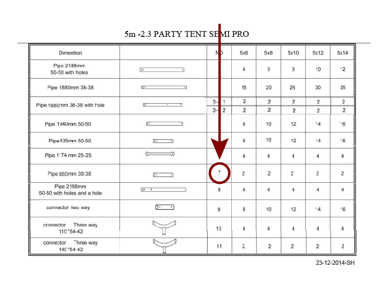 Rura do ramy podłogowej, Ø38mm, 880mm