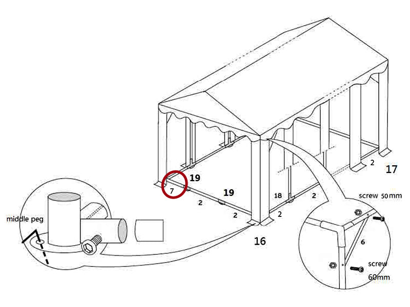Rura do ramy podłogowej, Ø38mm, 880mm