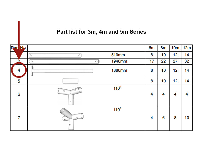 Wspornik, Ø38mm, 1880mm