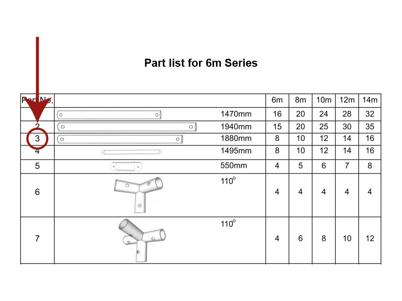 Wspornik, Ø38mm, 1880mm