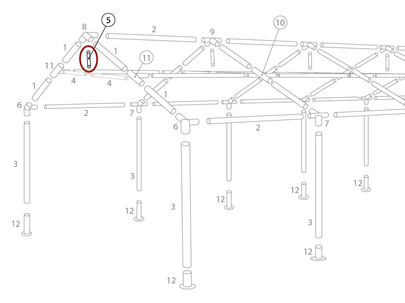 Szczytowa rura pionowa, Ø25mm, 530mm