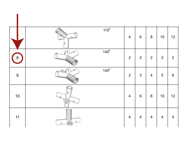 łącznik 3-stronny, Ø42mm, 140°
