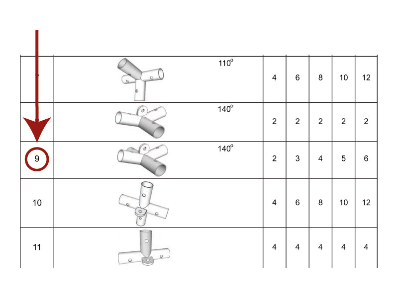 łącznik 4-stronny, Ø42mm, 140°