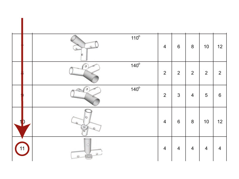 łącznik 3-stronny, Ø42mm, 375x250mm