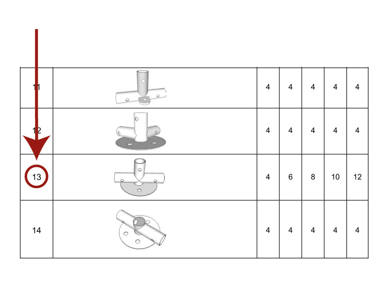 łącznik 3-stronny do listwy usztywniającej, Ø42mm, 250x80mm