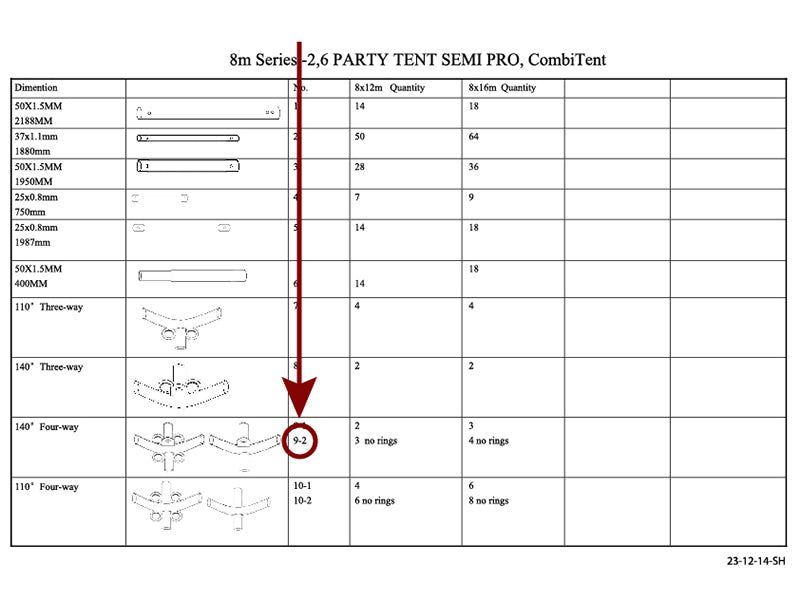 łącznik 4-stronny, Ø42+Ø54mm, 140°