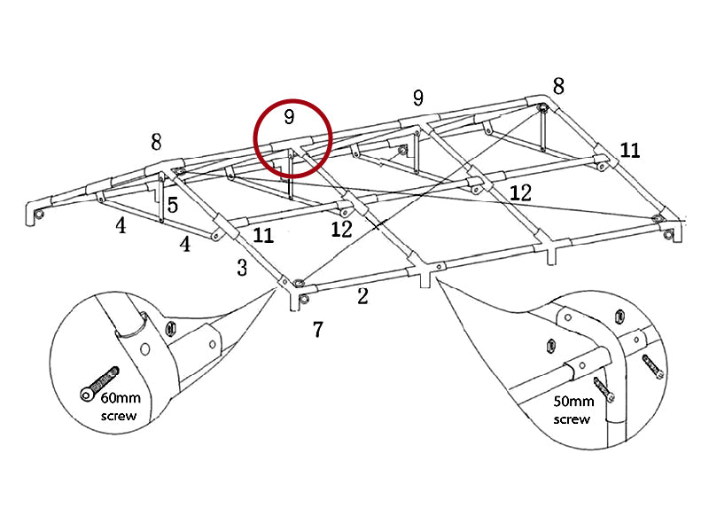 łącznik 4-stronny, Ø42+Ø54mm, 140°