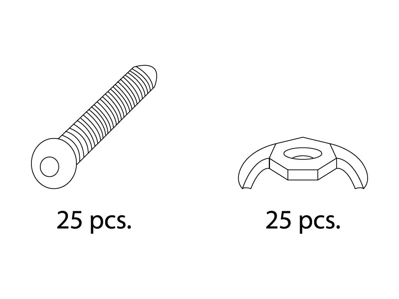 Opakownie z nakrętkami motylkowymi i śrubami