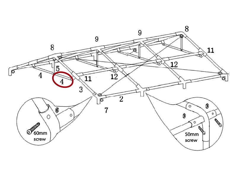Szczytowa rura pozioma, Ø25mm, 1750mm
