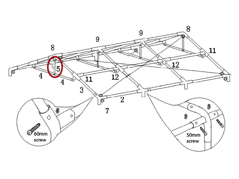 Szczytowa rura pionowa, Ø25mm, 640mm