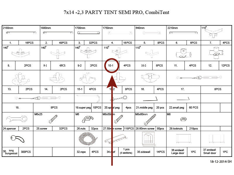 łącznik 4-stronny, Ø42+Ø54mm, 110°