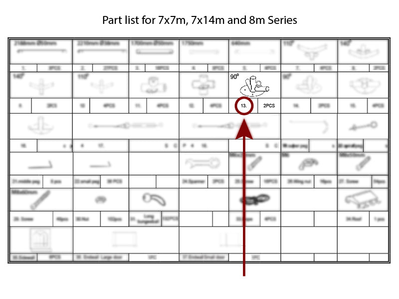 łącznik 3-stronny do listwy usztywniającej, Ø42+Ø54mm, 90°