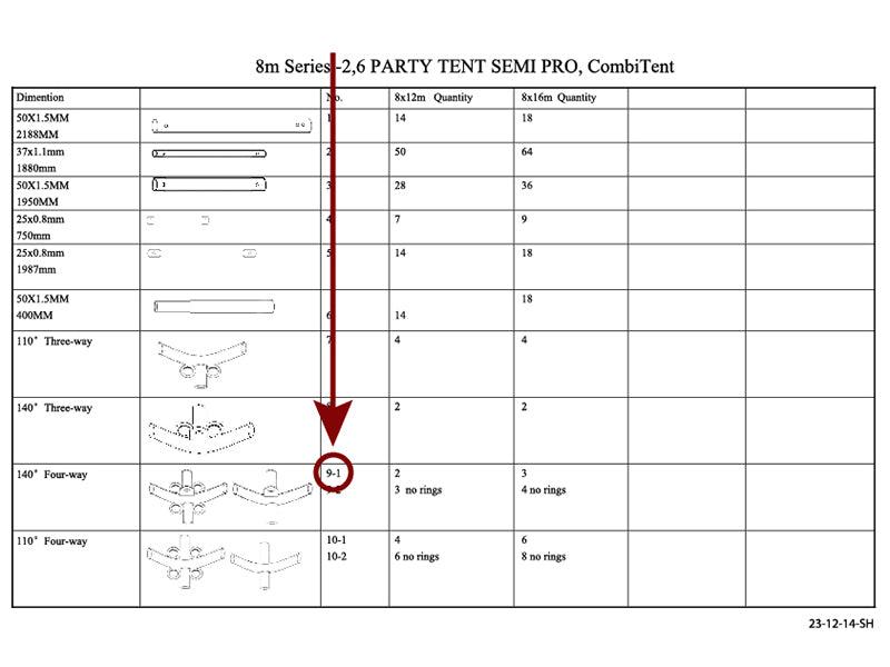 łącznik 4-stronny, Ø42+Ø54mm, 140°