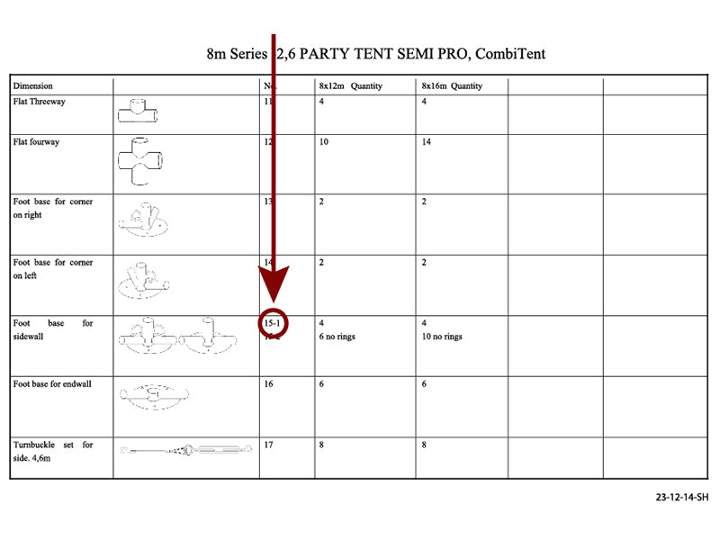 łącznik 3-stronny do ramy podłogowej, Ø42+Ø54mm