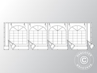 Ściana końcowa z dużym oknem i szerokimi drzwiami, trudnopalna, 8m, PCV, biała