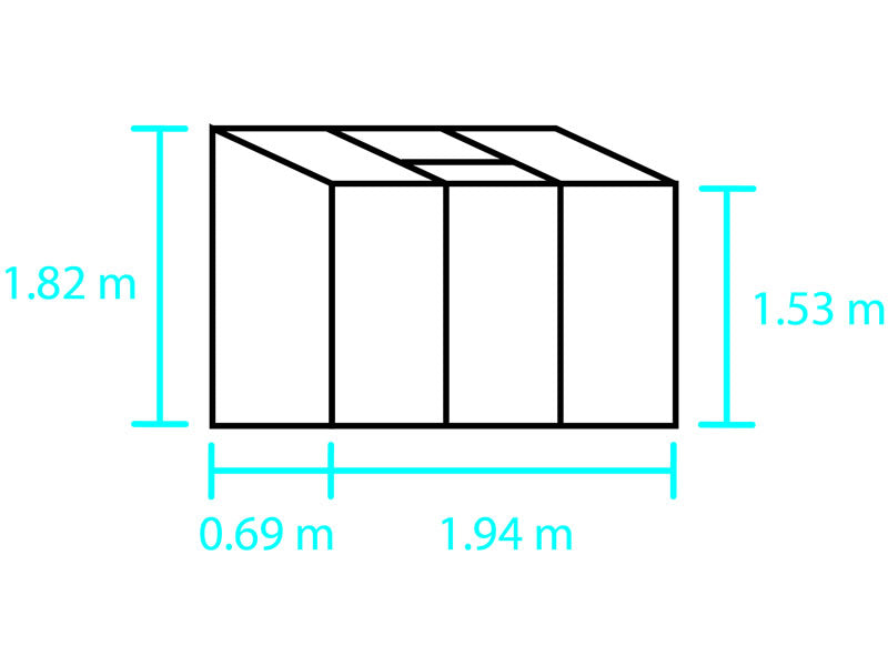 Szklarnia przyścienna Szkło Halls Altan, 1,33m², 0,69x1,94x1,82m, aluminium