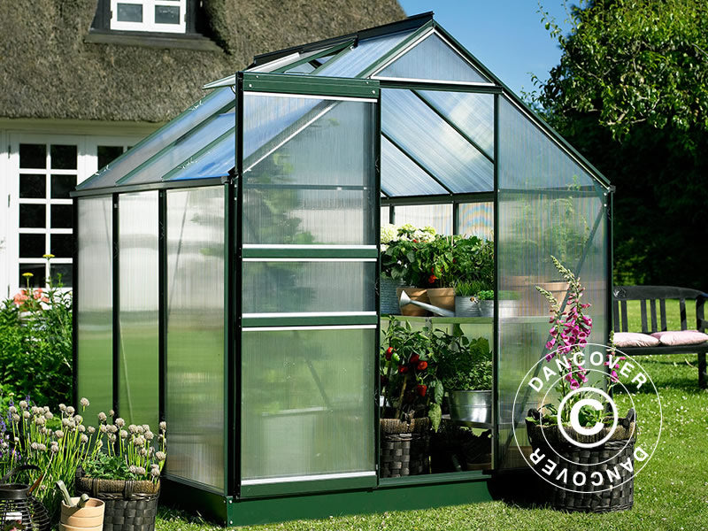 Szklarnia z poliwęglanu Halls Popular 3,8m², 1,93x1,95x1,95m, Zielony