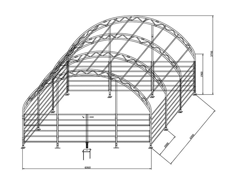 Namiot dla zwierząt gospodarskich z kratownicą 6x6x3,7m, PCV, Zielony