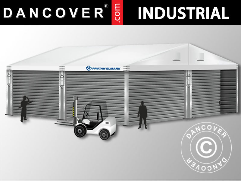 Budynek magazynowy Alu 10x10x4,52m z drzwiami przesuwnymi, PCV/metal, biały