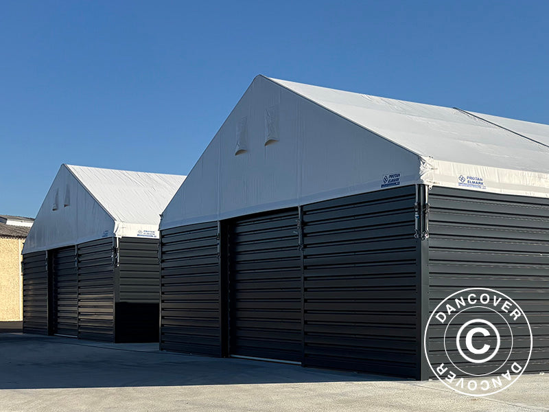 Budynek magazynowy Alu 15x30x6,53m z drzwiami przesuwnymi, PCV/metal, biały