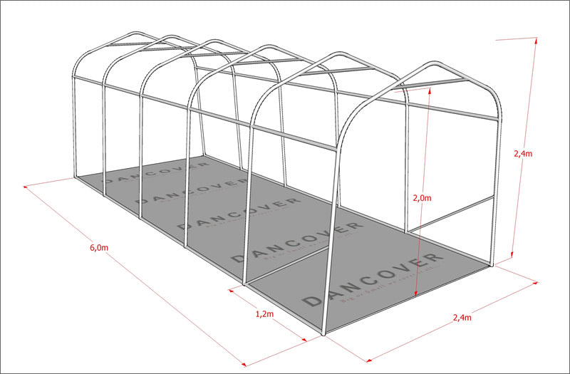 Namiot magazynowy PRO 2,4x6x2,34m PE, Szary