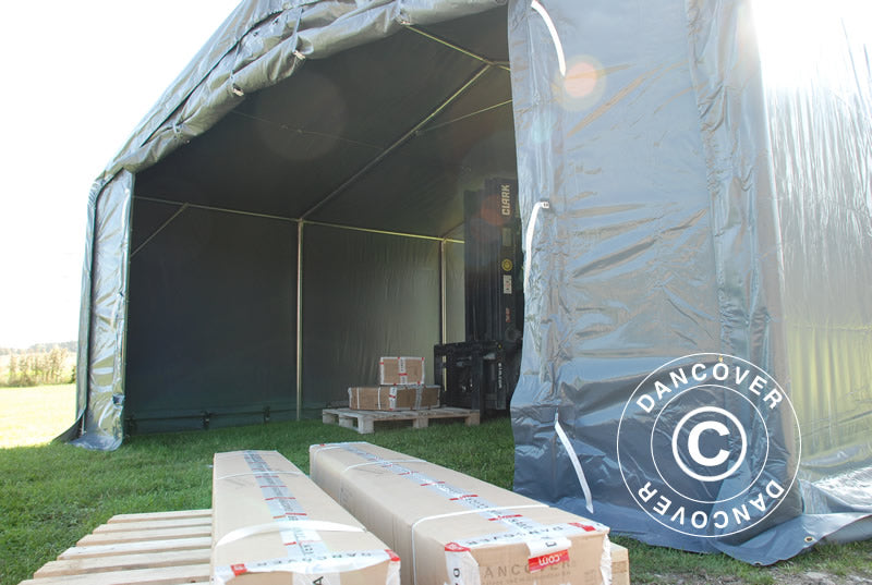 Namiot magazynowy PRO 5x8x2x3,39m, PCV, Szary