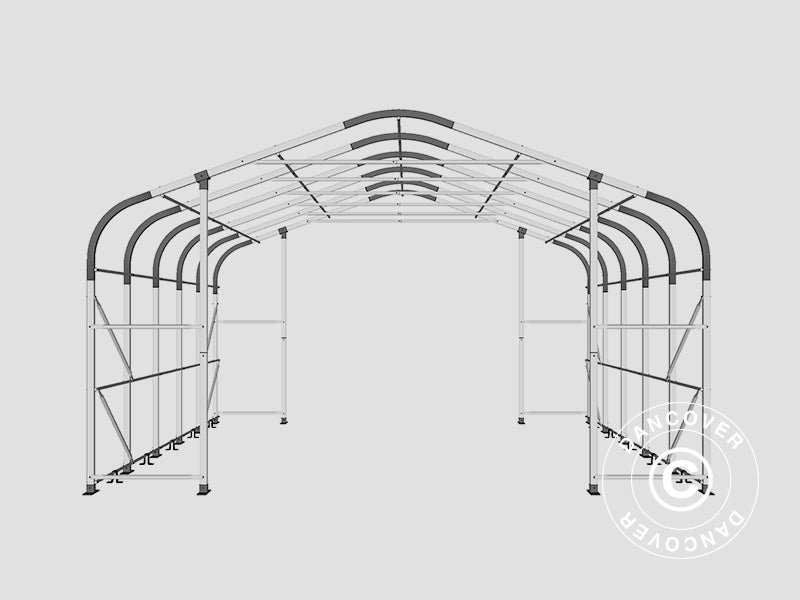Namiot magazynowy PRO 6x6x3,7m, PE, Szary