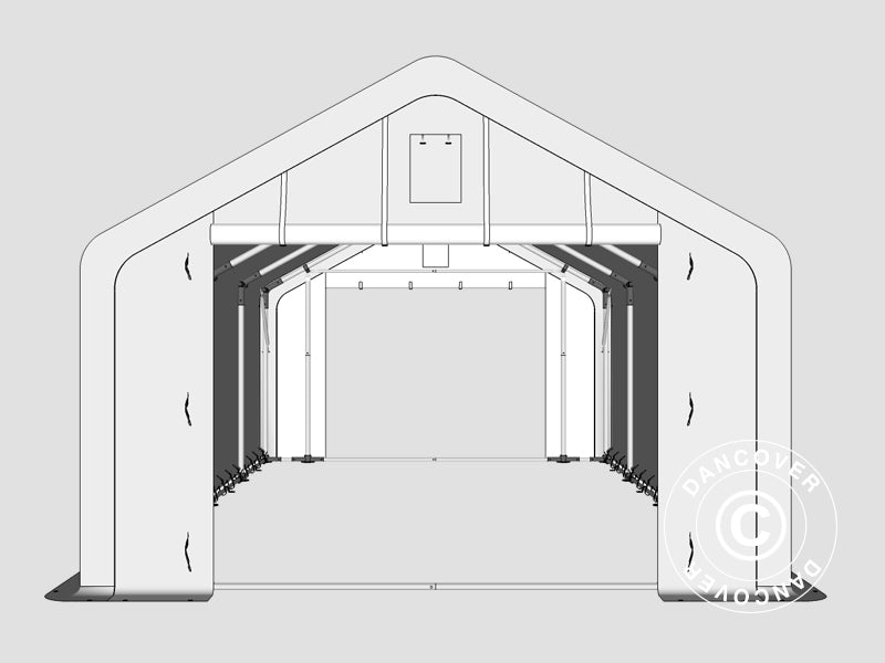 Namiot magazynowy PRO 5x8x2x3,39m, PE, Szary
