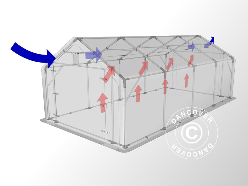 Namiot magazynowy PRO 5x8x2x3,39m, PE, Szary