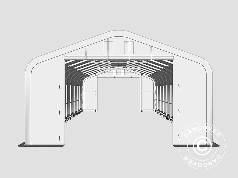 Namiot magazynowy PRO 6x12x3,7m PCV ze świetlikiem, Szary