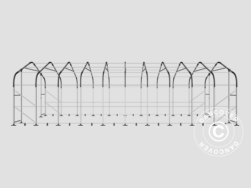 Namiot magazynowy PRO 6x12x3,7m PCV ze świetlikiem, Szary