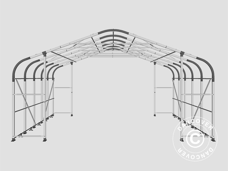Namiot magazynowy PRO 7x7x3,8m PCV ze świetlikiem, Zielony