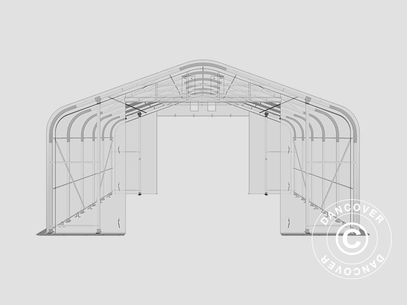 Namiot magazynowy PRO 7x7x3,8m PCV ze świetlikiem, Szary
