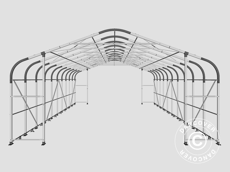 Namiot magazynowy PRO 7x14x3,8m PCV ze świetlikiem, Szary