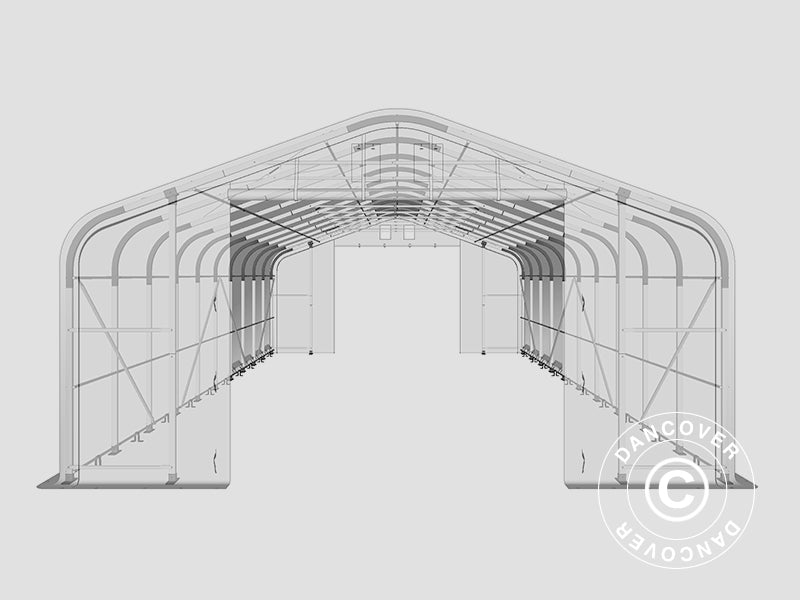 Namiot magazynowy PRO 7x14x3,8m PCV ze świetlikiem, Zielony