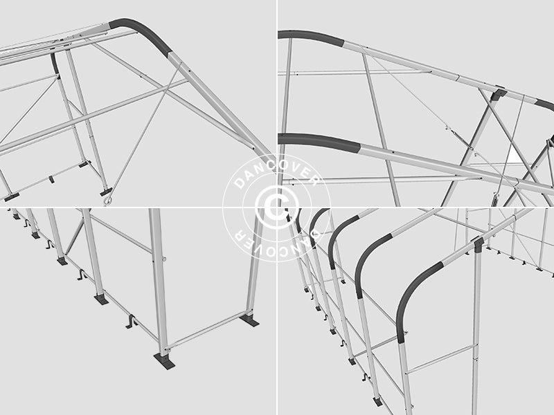 Namiot magazynowy PRO 7x14x3,8m PCV ze świetlikiem, Zielony