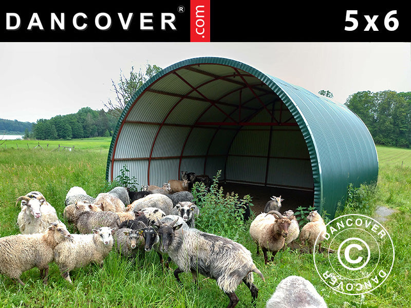 Namiot dla zwierząt/Hala łukowa, 5x6x3,23m, Ciemnozielona