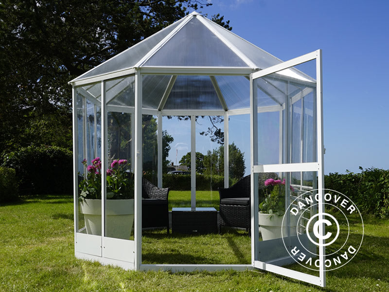 Oranżeria z poliwęglanu 6,96m², 2,41x3,3x2,58m, biała